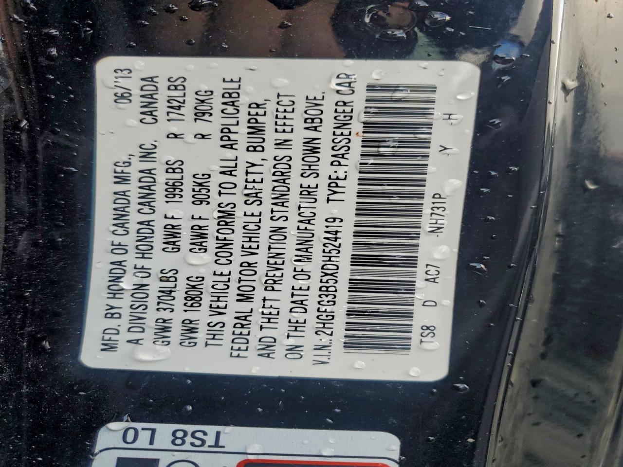 2013 HONDA CIVIC LX photo 37