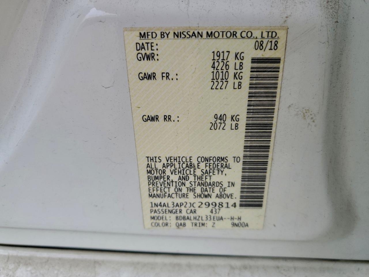 2018 NISSAN ALTIMA 2.5 photo 12