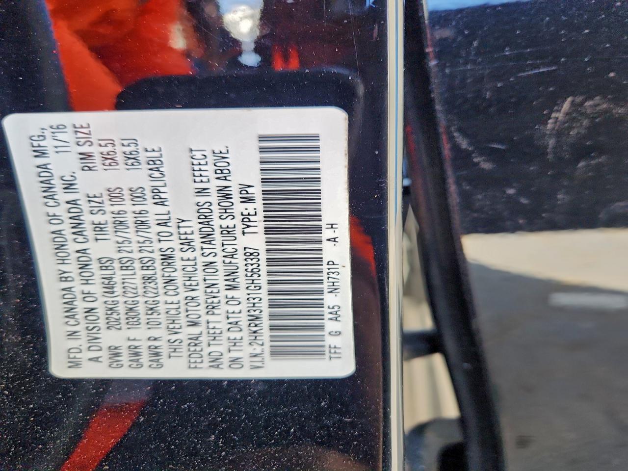 2016 HONDA CR-V LX photo 40