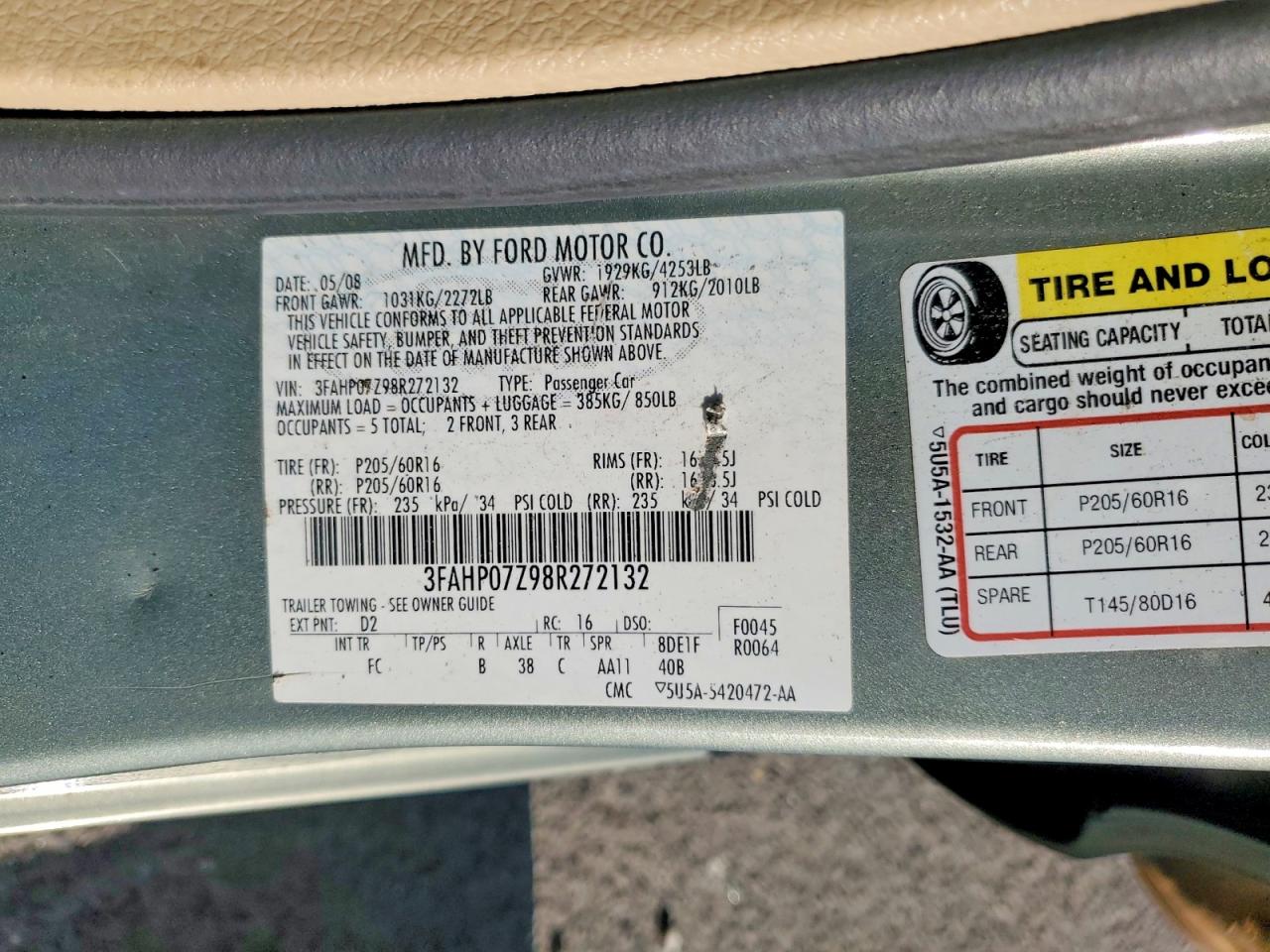 2008 FORD FUSION SE photo 23