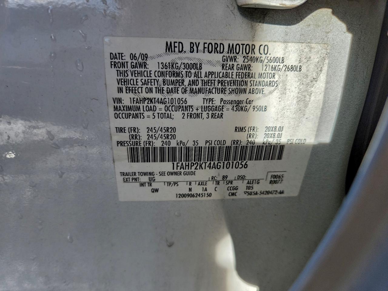 2010 FORD TAURUS SHO photo 23
