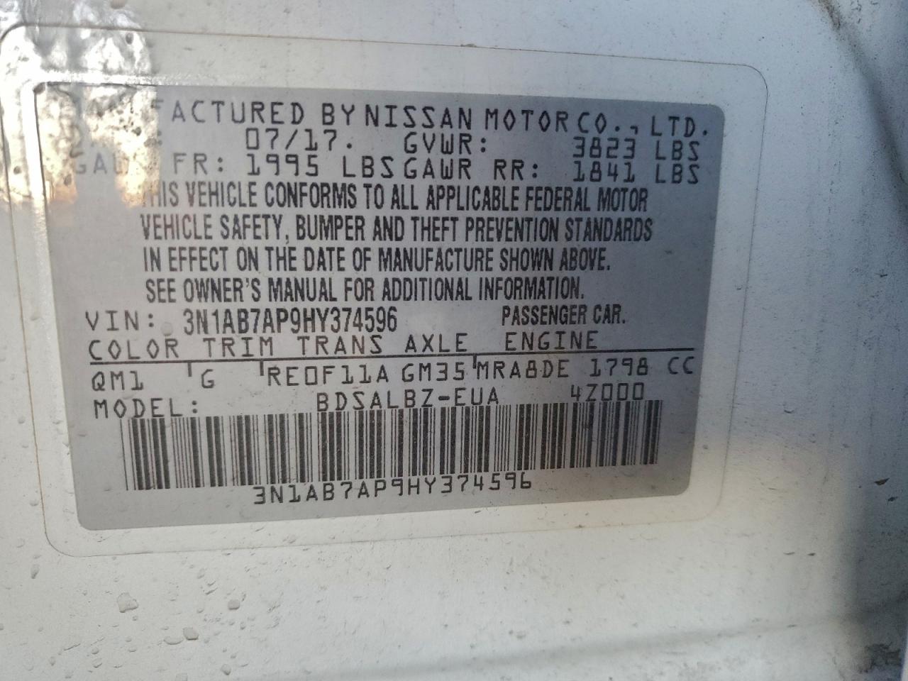 2017 NISSAN SENTRA S photo 23