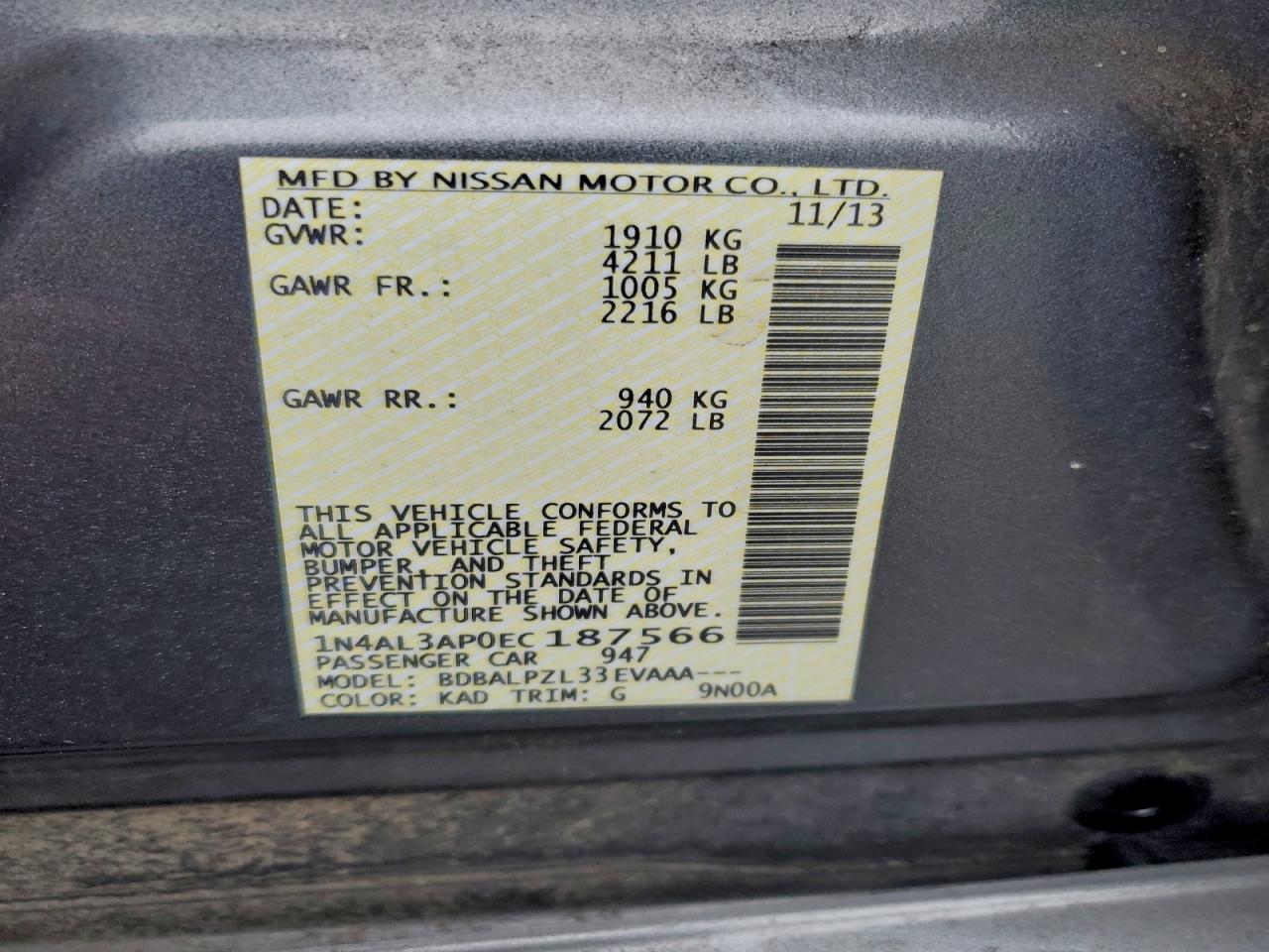 2014 NISSAN ALTIMA 2.5 photo 23