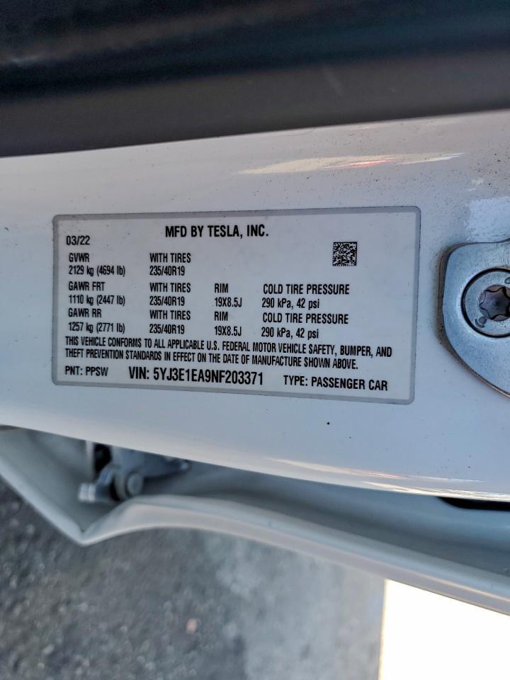 2022 TESLA MODEL 3 photo 23