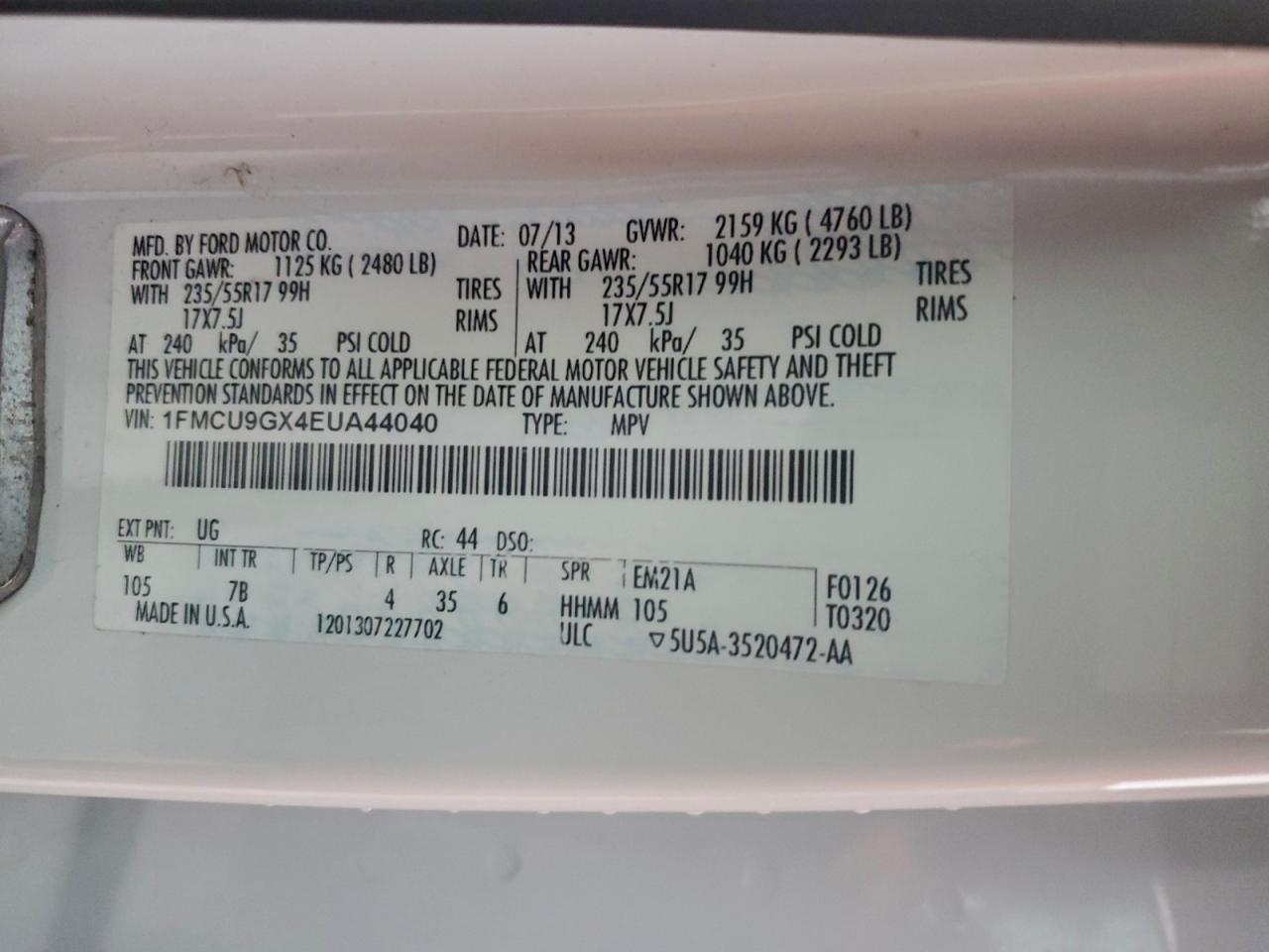 2014 FORD ESCAPE SE photo 14