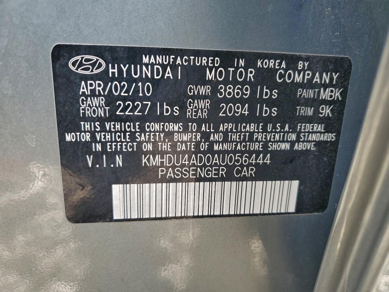 2010 HYUNDAI ELANTRA BLUE photo 25