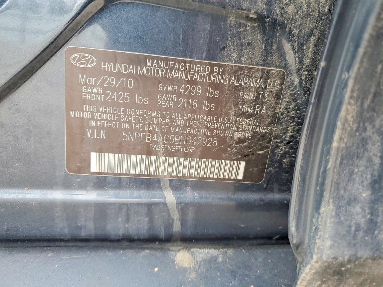 2011 HYUNDAI SONATA GLS photo 34