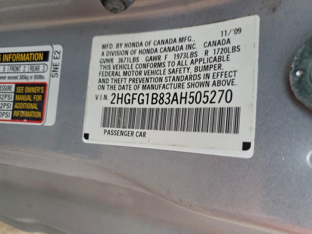 2010 HONDA CIVIC EX photo 12