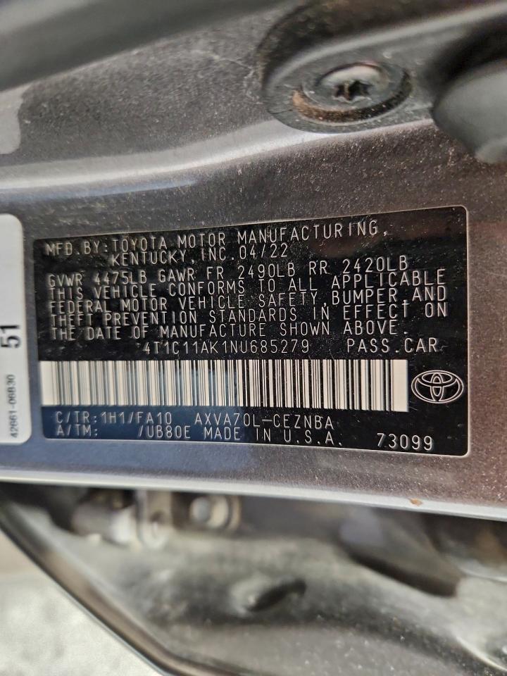2022 TOYOTA CAMRY LE photo 23