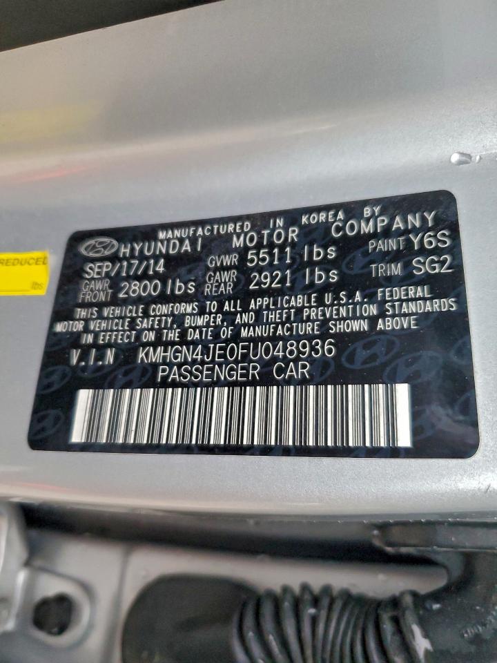 2015 HYUNDAI GENESIS 3.8L photo 12