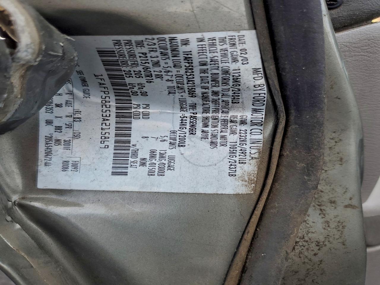 2003 FORD TAURUS SE photo 12