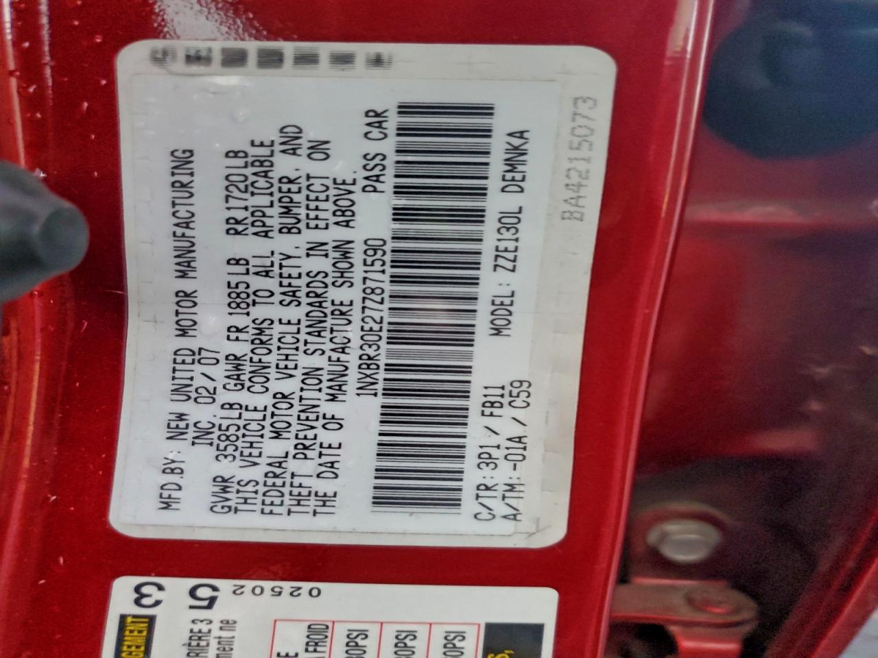2007 TOYOTA COROLLA CE photo 12