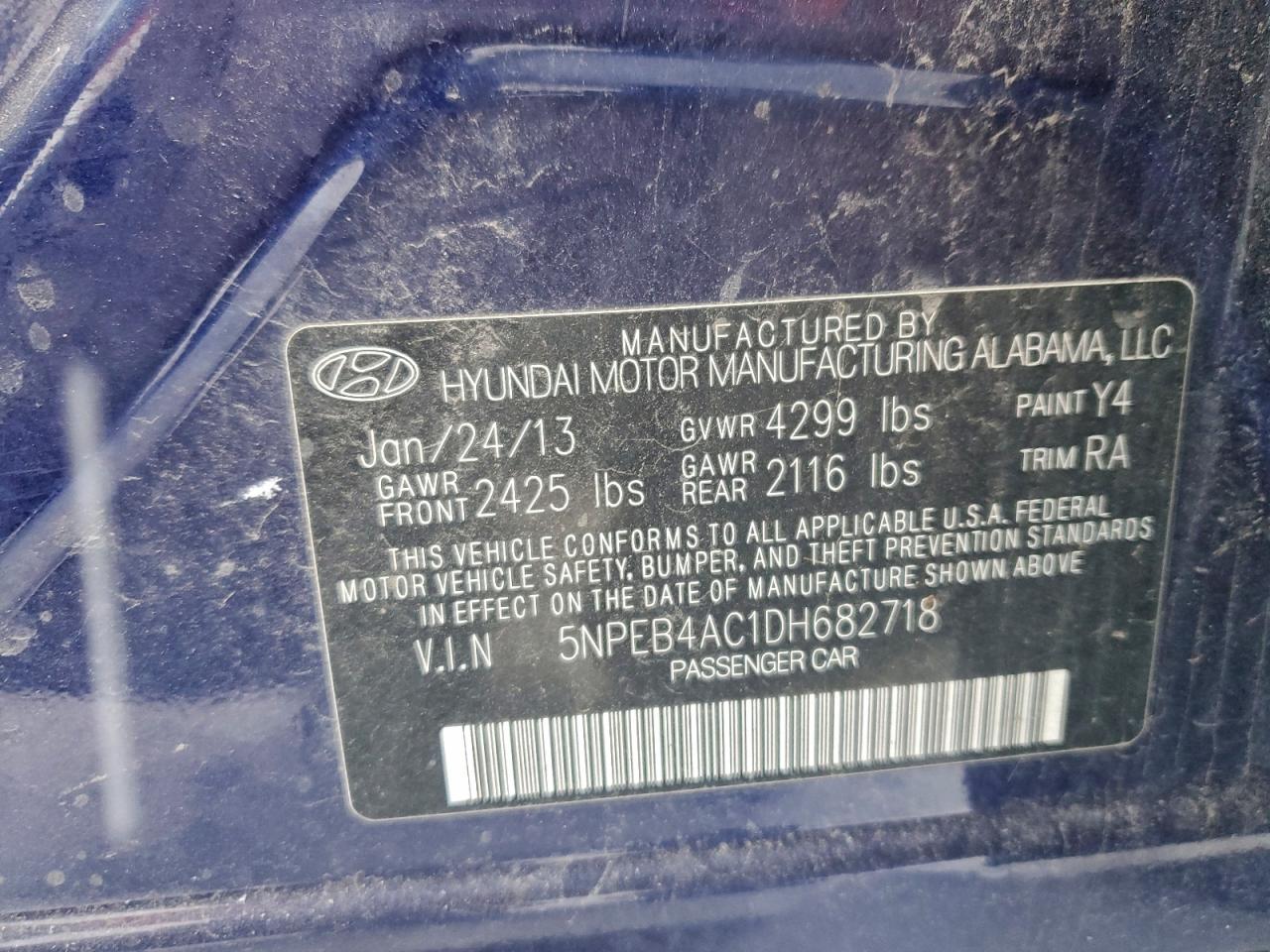 2013 HYUNDAI SONATA GLS photo 12