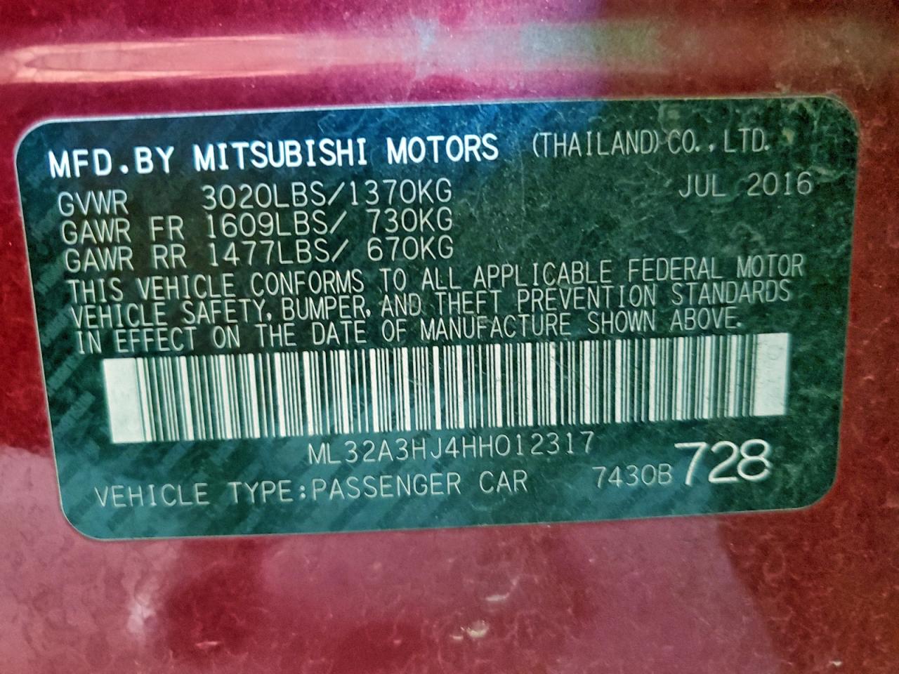 2017 MITSUBISHI MIRAGE ES photo 12
