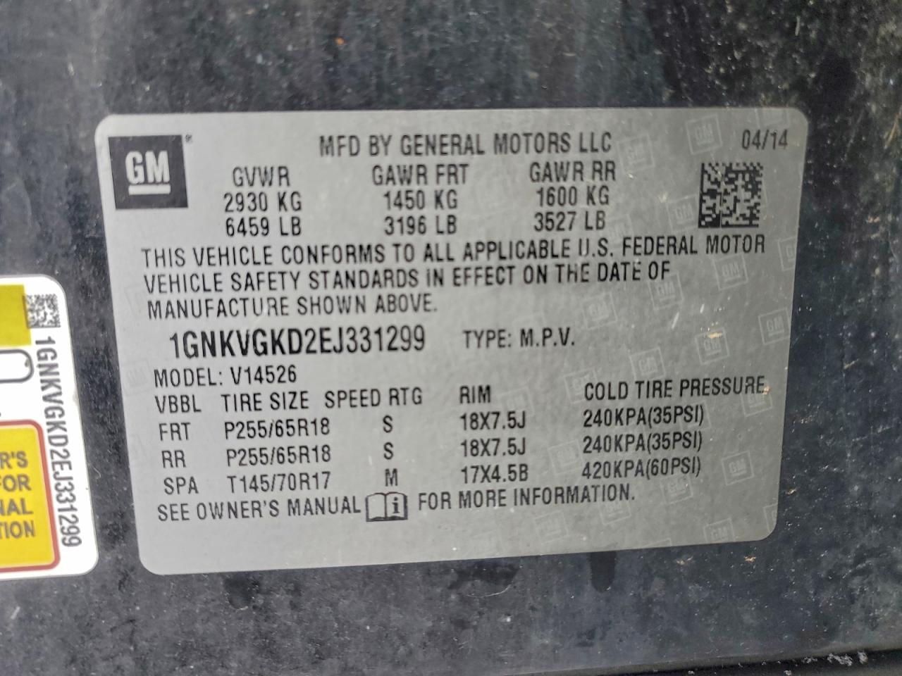 2014 CHEVROLET TRAVERSE LT photo 37