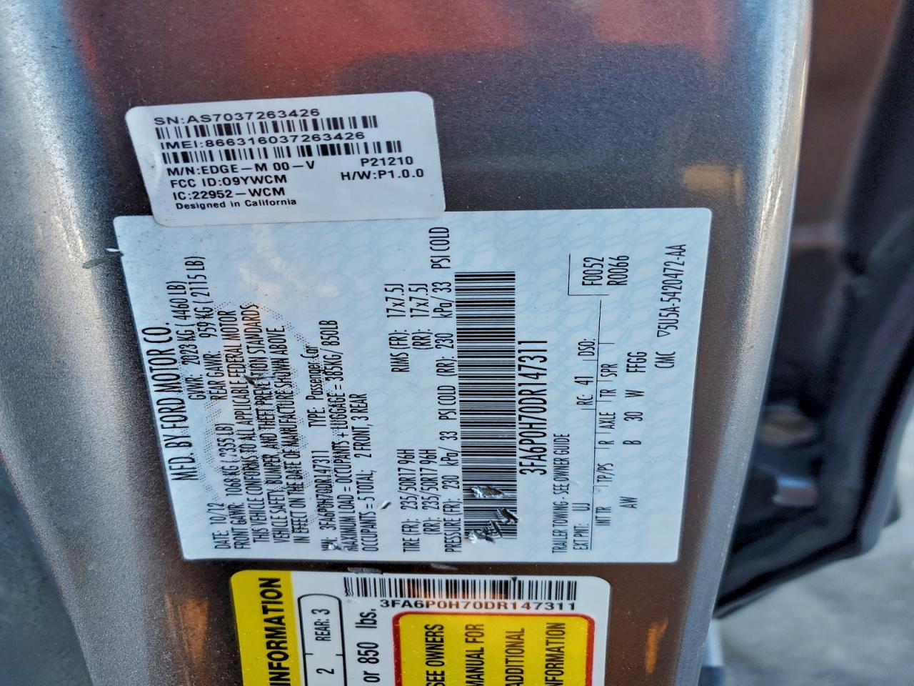 2013 FORD FUSION SE photo 45