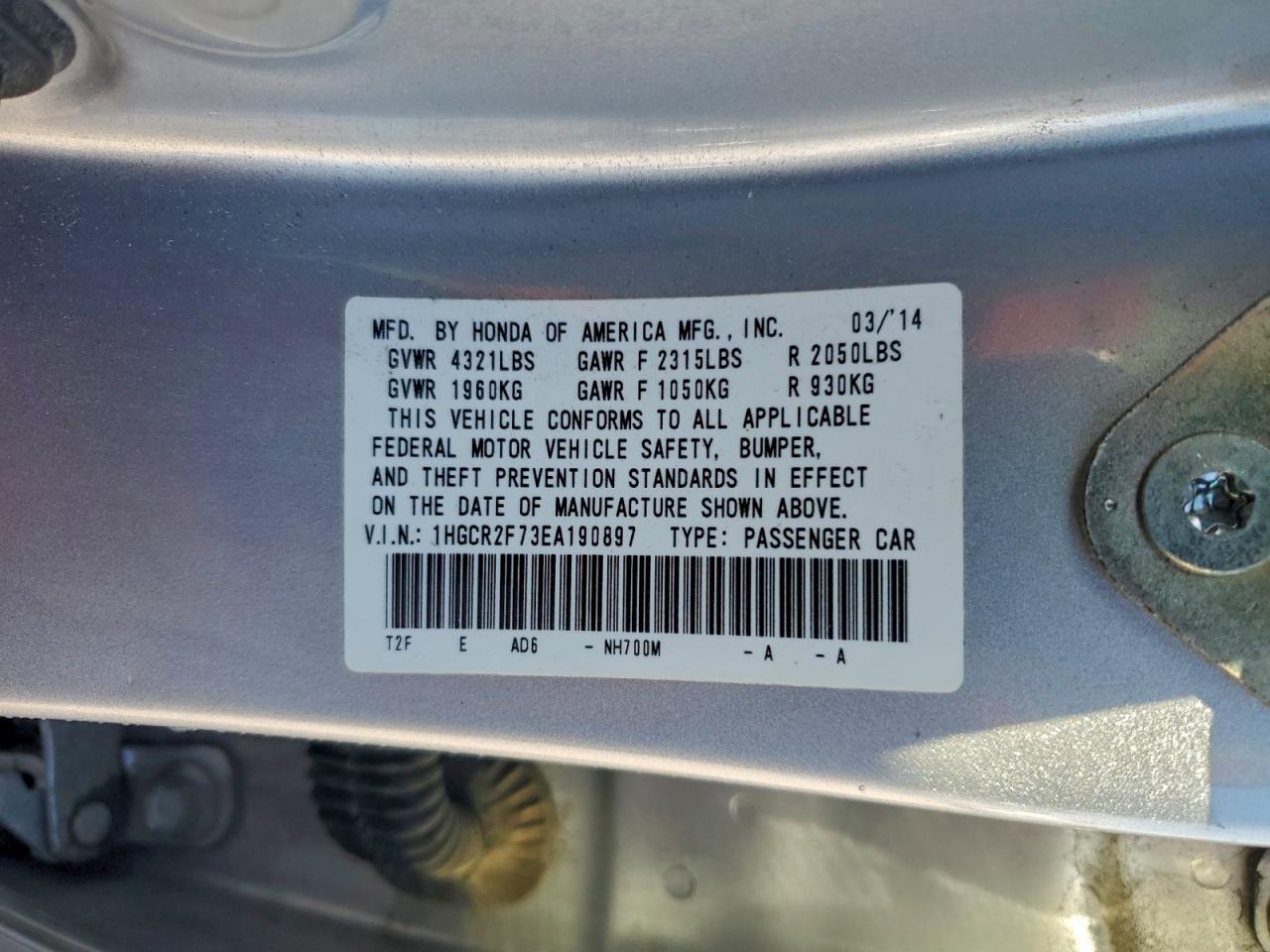 2014 HONDA ACCORD EX photo 37