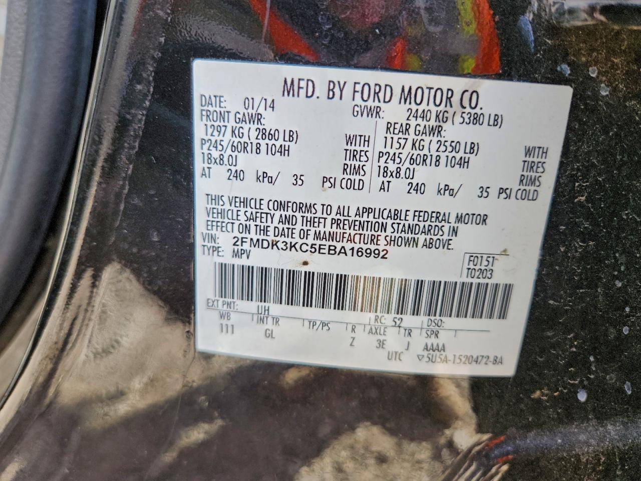2014 FORD EDGE LIMITED photo 14
