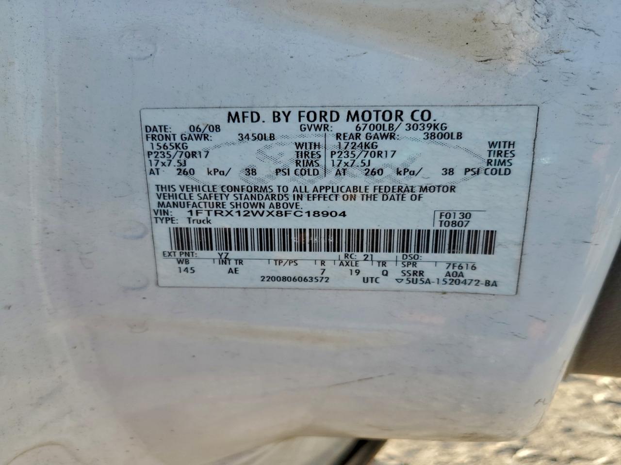 2008 FORD F150 photo 12