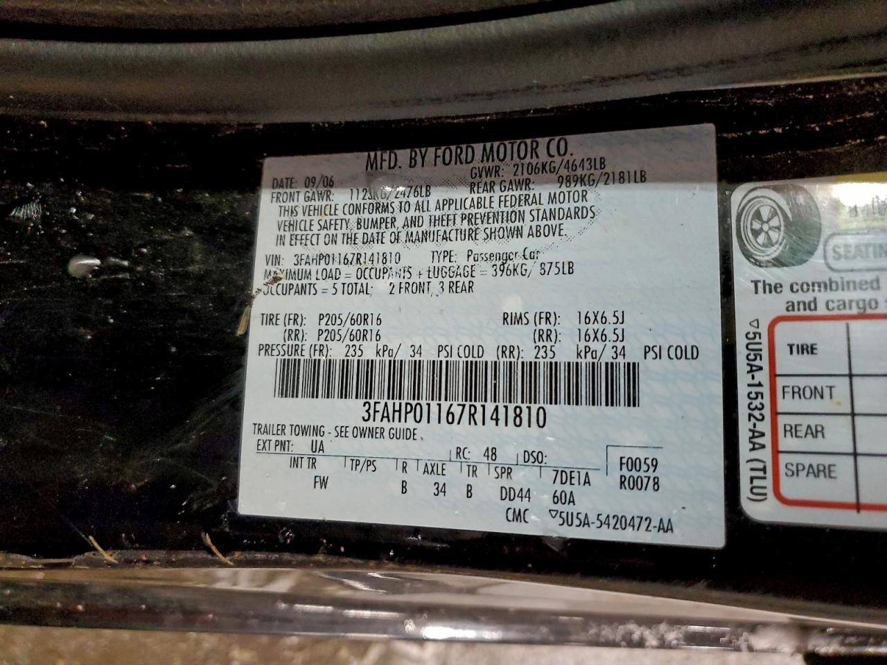 2007 FORD FUSION SE photo 34
