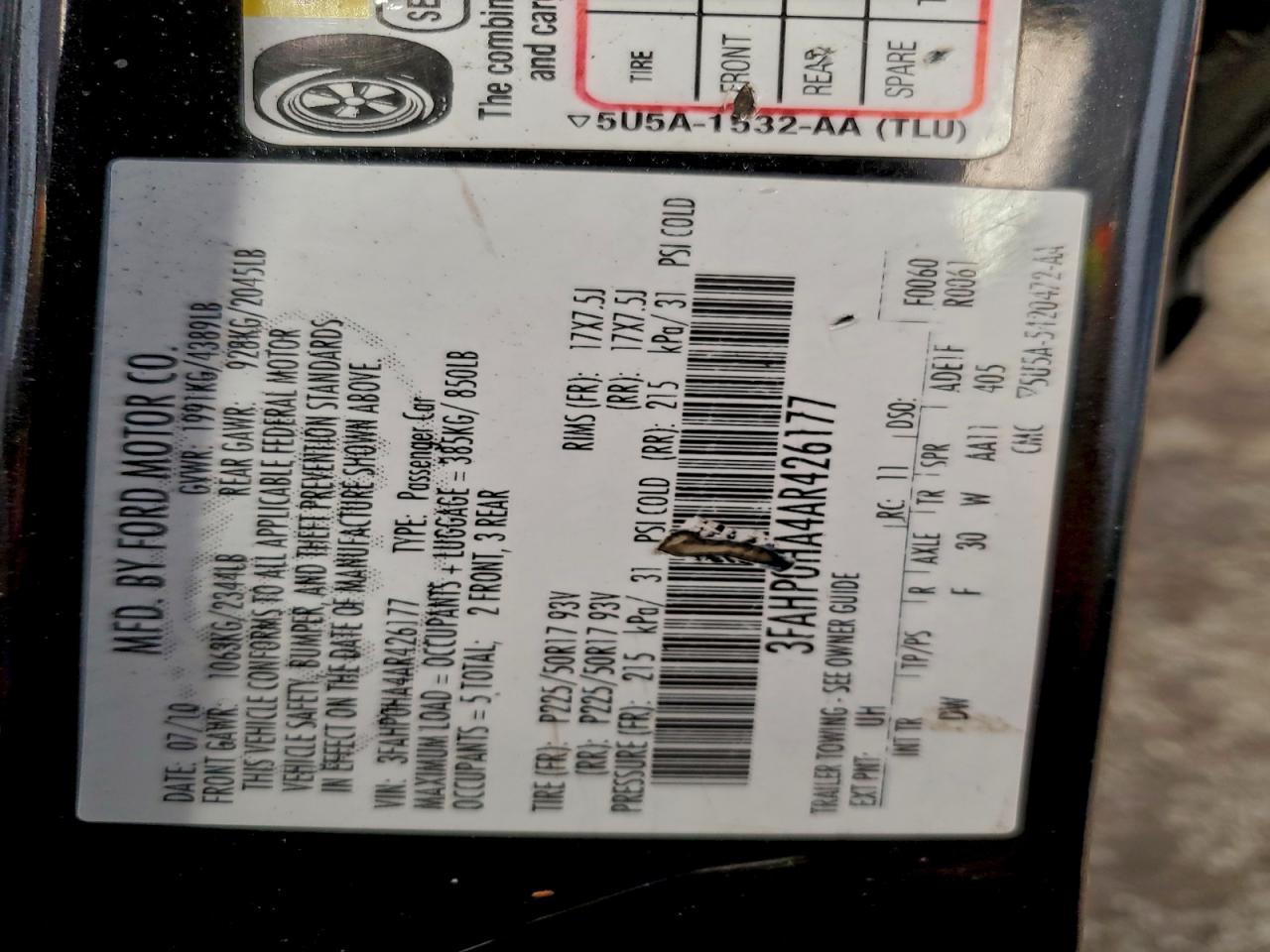 2010 FORD FUSION SE photo 23