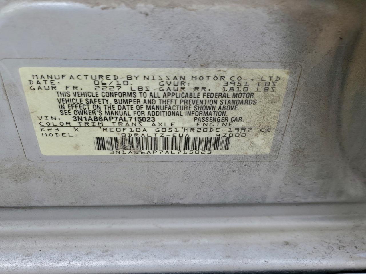 2010 NISSAN SENTRA 2.0 photo 23