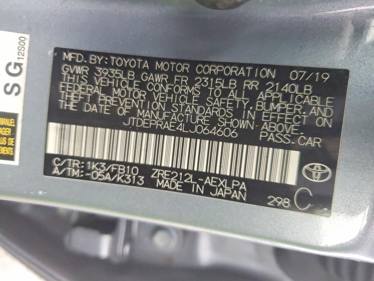 2020 TOYOTA COROLLA LE photo 23