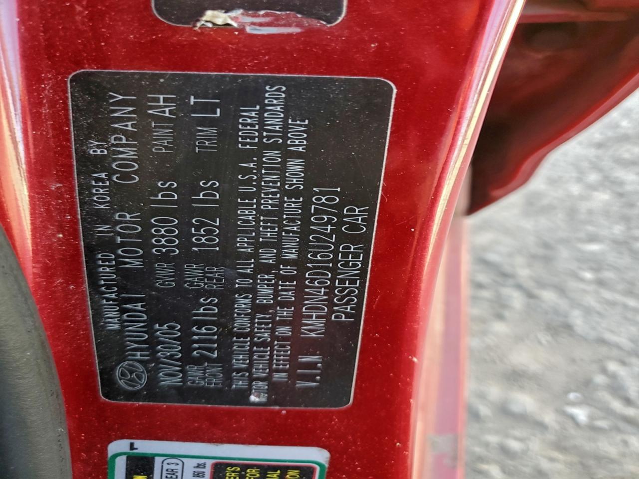 2006 HYUNDAI ELANTRA GLS photo 23