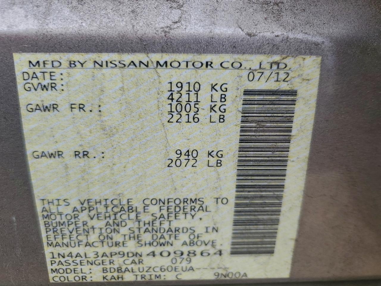 2013 NISSAN ALTIMA 2.5 photo 12
