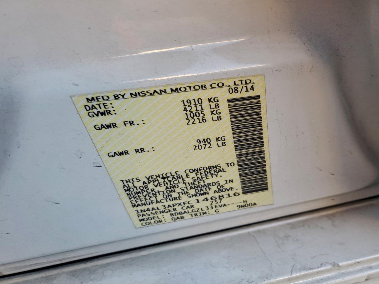 2015 NISSAN ALTIMA 2.5 photo 23