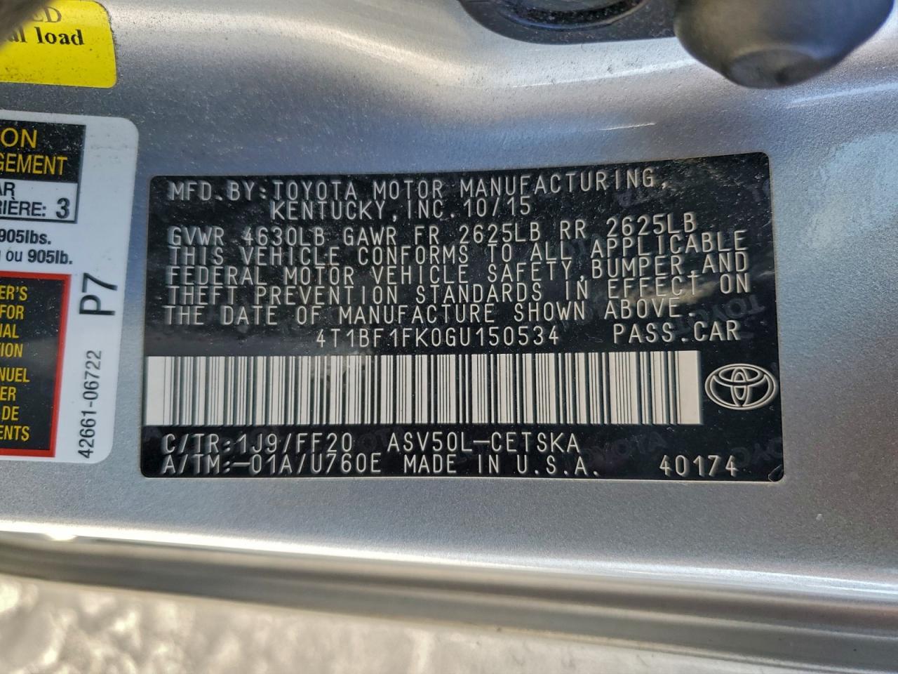 2016 TOYOTA CAMRY LE photo 34
