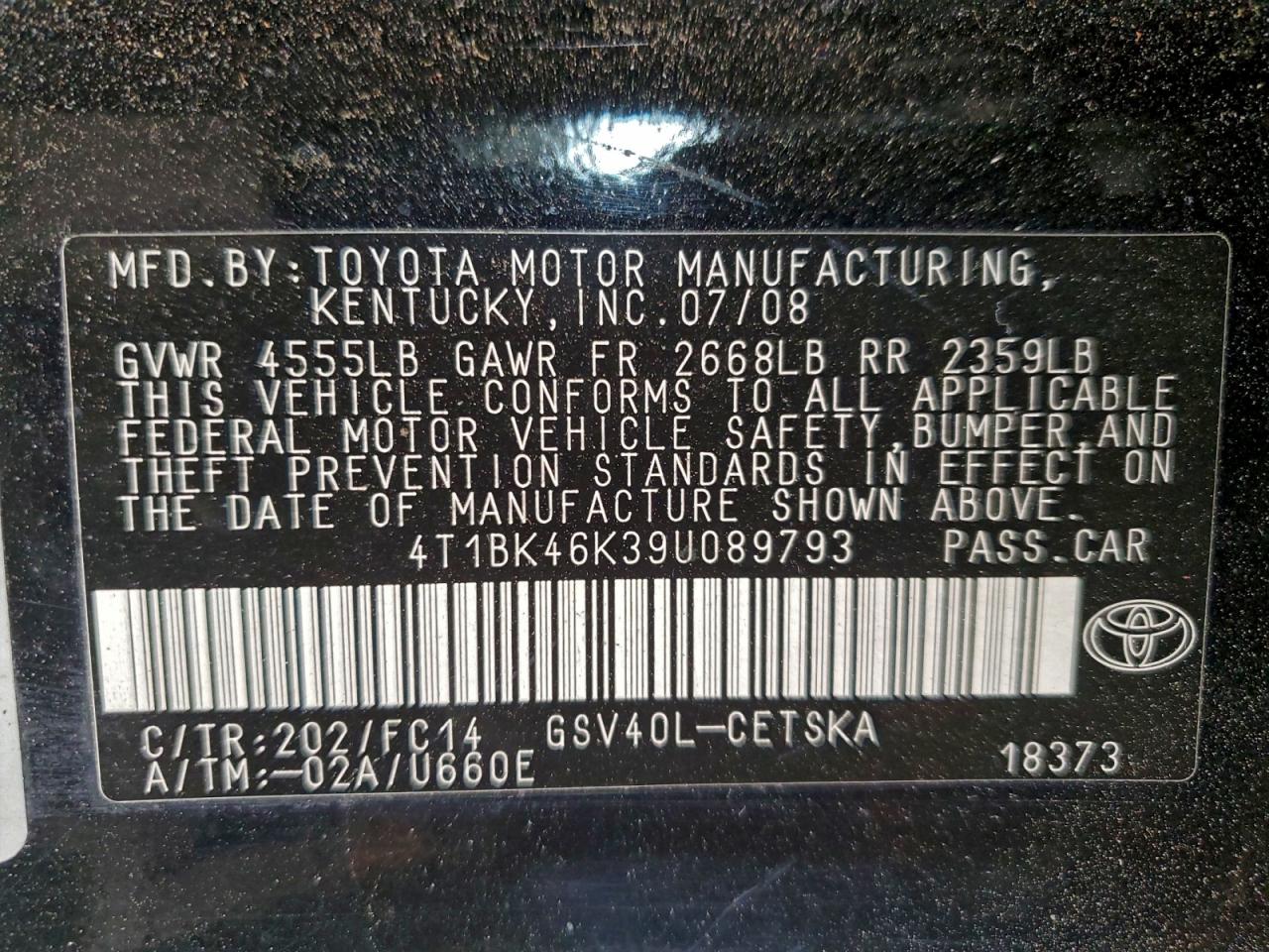 2009 TOYOTA CAMRY SE photo 13