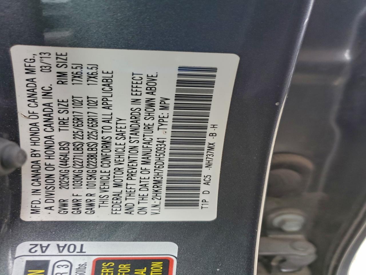 2013 HONDA CR-V EXL photo 13