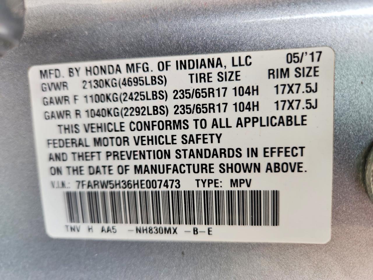2017 HONDA CR-V LX photo 12