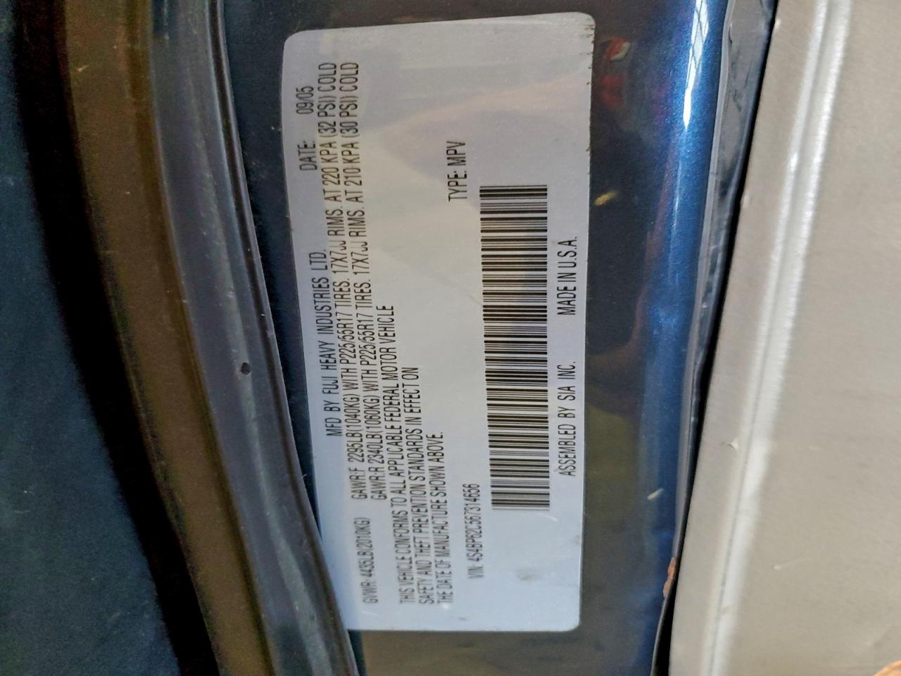 2006 SUBARU LEGACY OUTBACK 2.5I LIMITED photo 12