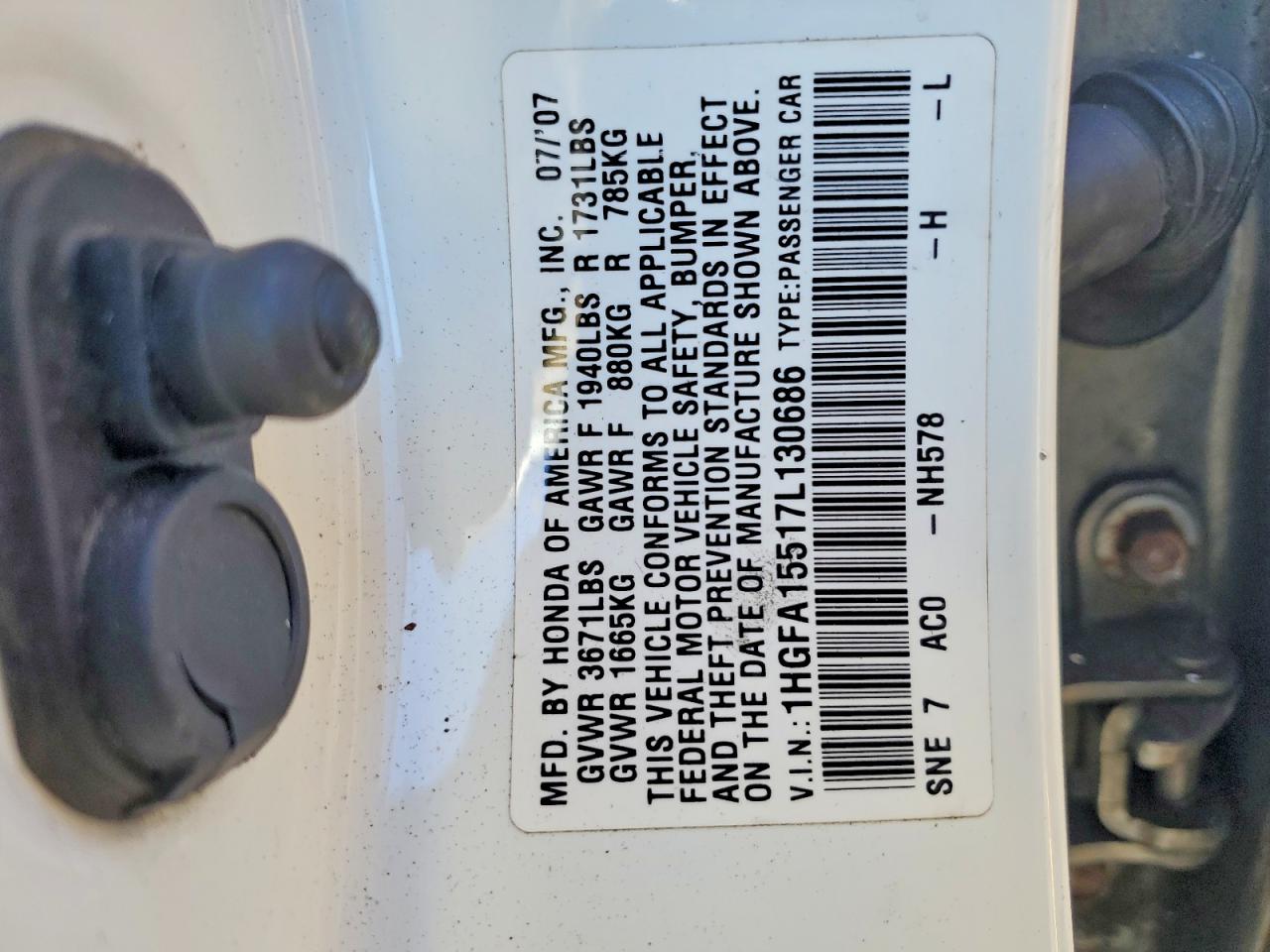 2007 HONDA CIVIC LX photo 12