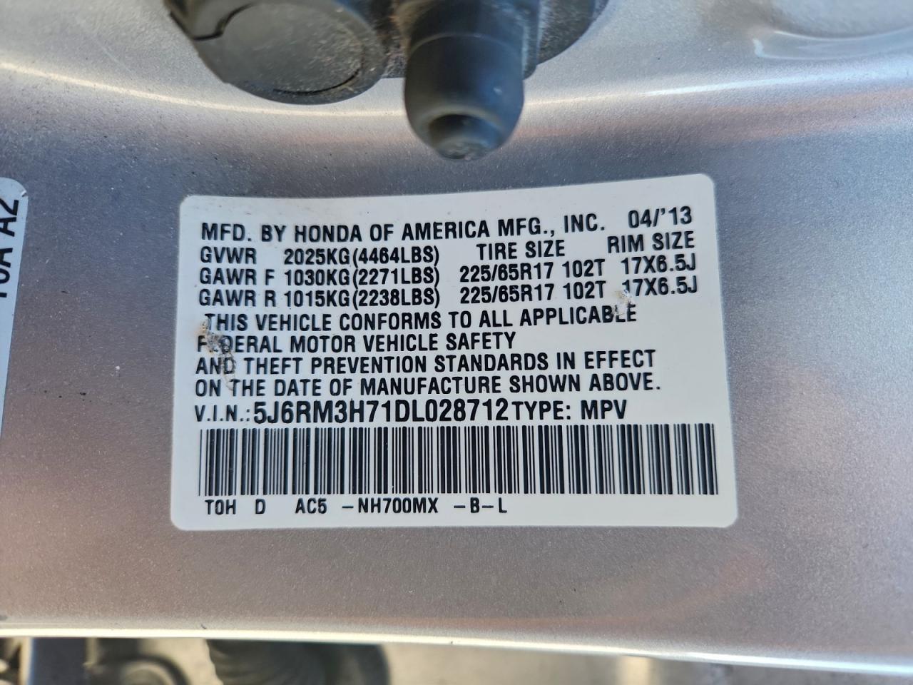 2013 HONDA CR-V EXL photo 27