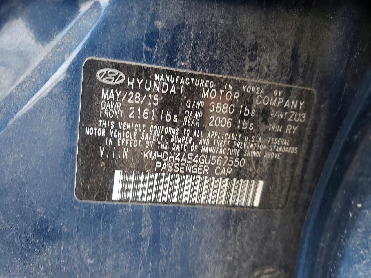 2016 HYUNDAI ELANTRA SE photo 34