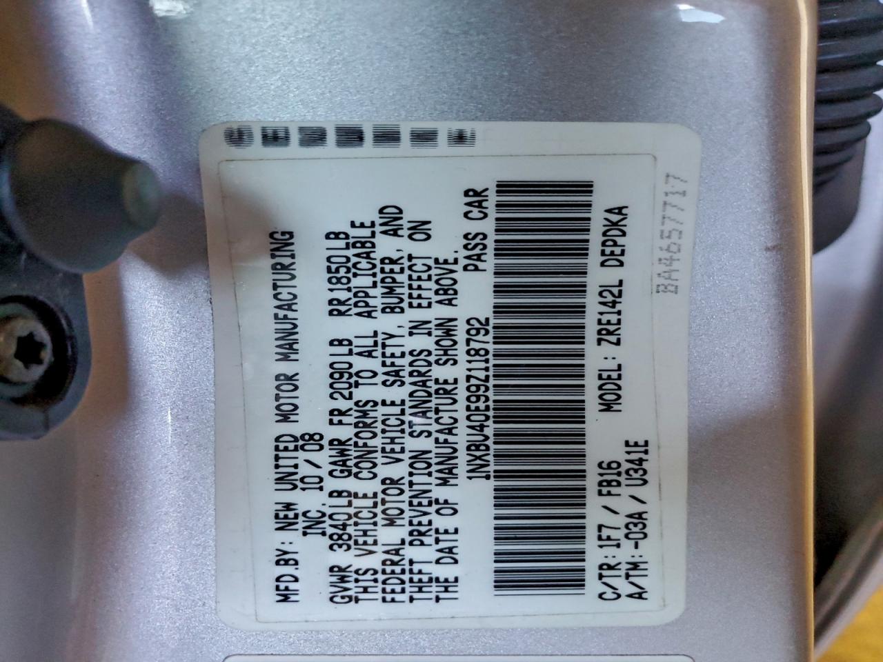2009 TOYOTA COROLLA BASE photo 12
