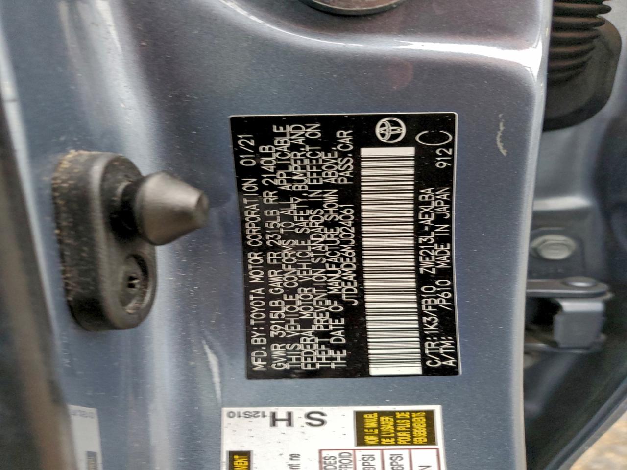 2021 TOYOTA COROLLA LE photo 13