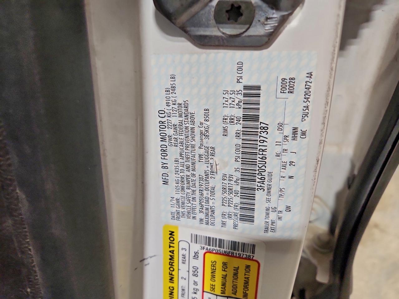 2015 FORD FUSION TITANIUM PHEV photo 12