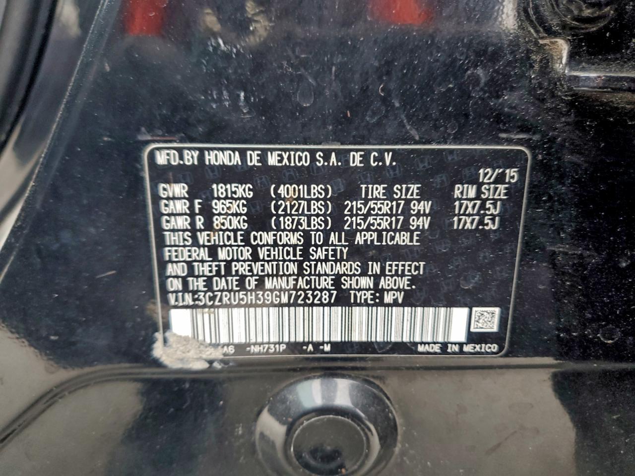 2016 HONDA HR-V LX photo 12