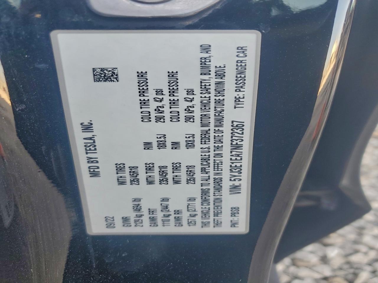 2022 TESLA MODEL 3 photo 45