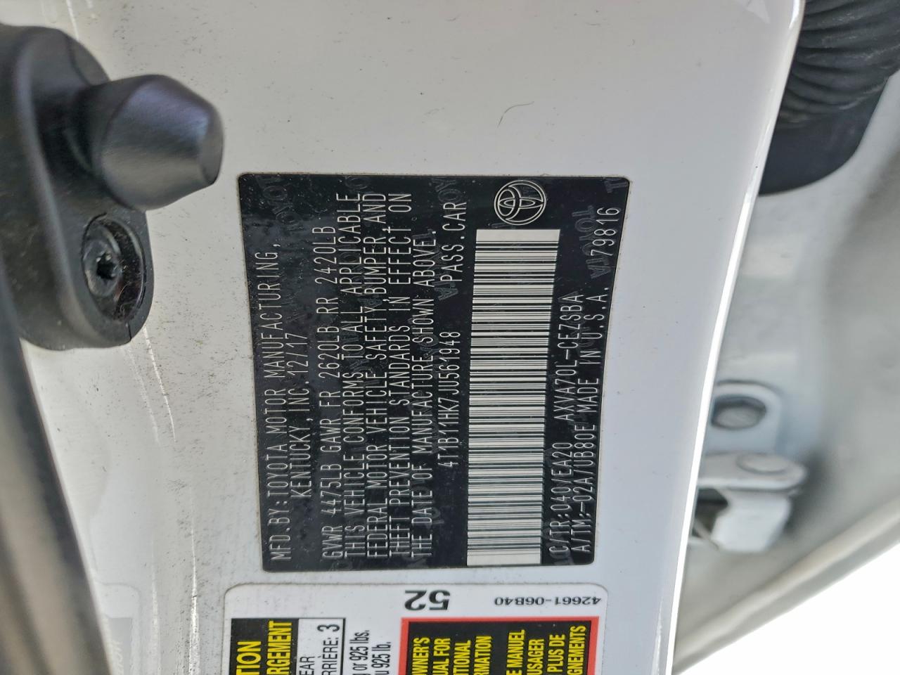 2018 TOYOTA CAMRY L photo 12