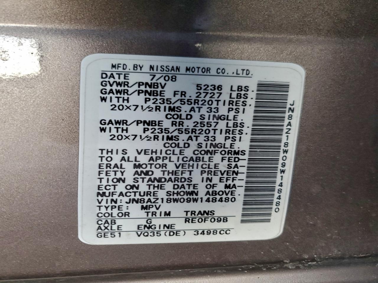 2009 NISSAN MURANO S photo 49
