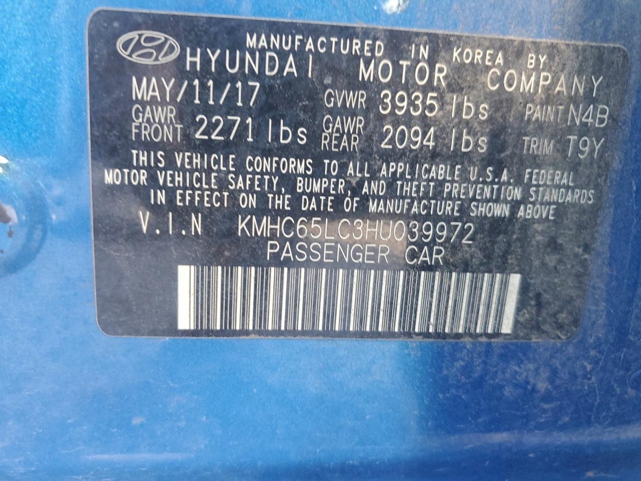 2017 HYUNDAI IONIQ BLUE photo 25