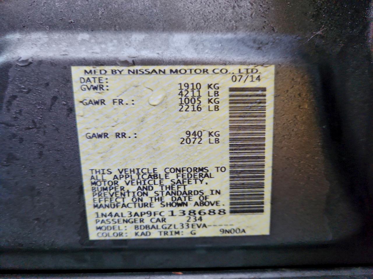 2015 NISSAN ALTIMA 2.5 photo 12