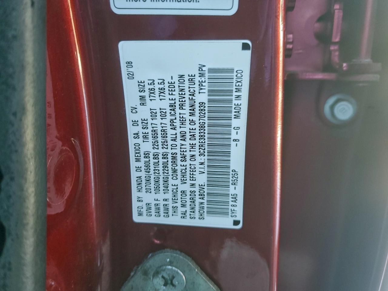 2008 HONDA CR-V LX photo 37