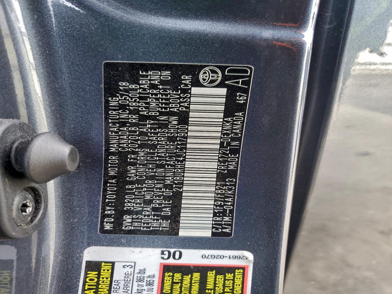 2018 TOYOTA COROLLA L photo 12