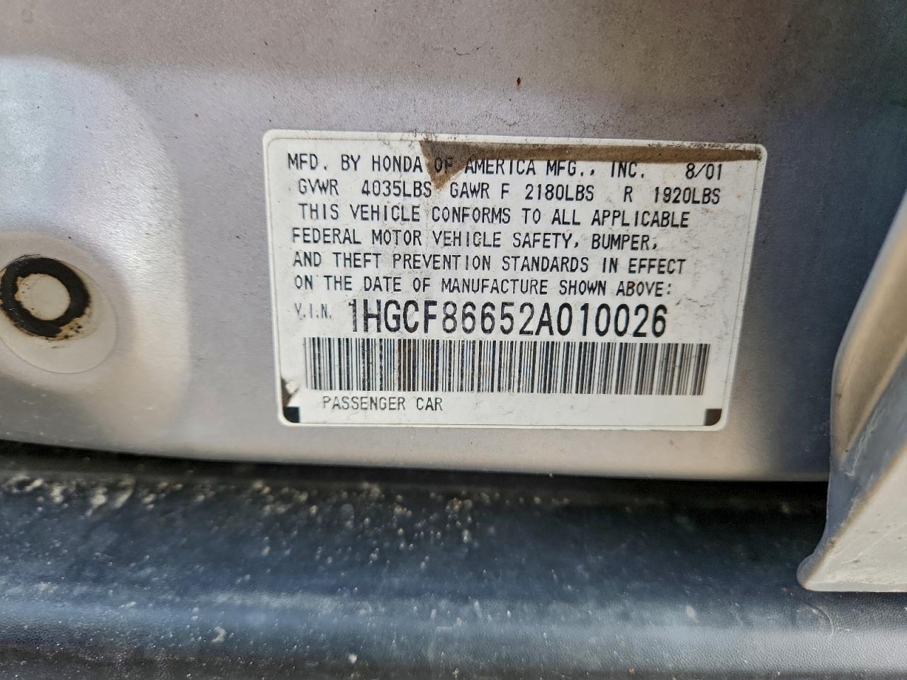 2002 HONDA ACCORD VALUE photo 34